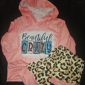 Girl's Long Sleeve T-Shirt w/Hood and Trouser Set